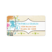 《植物》百日草カラフルズメイソンジャールワイルドフラワー結婚ズ ラベル (正面)