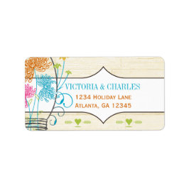 《植物》百日草カラフルズメイソンジャールワイルドフラワー結婚ズ ラベル