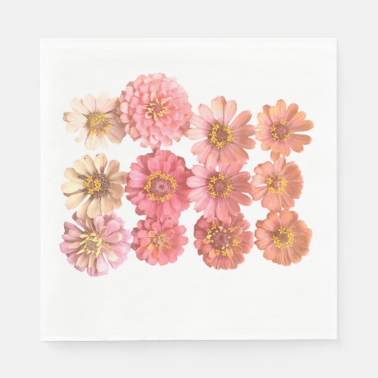 《植物》百日草コラージュ紙ナプキン スタンダードランチョンナプキン (正面)