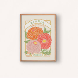 《植物》百日草シードパケットポスター ポスター