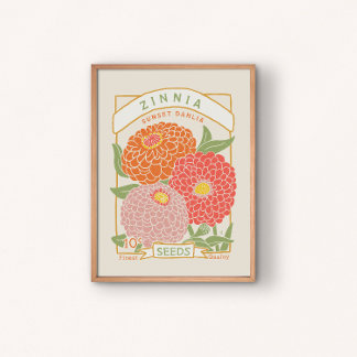 《植物》百日草シードパケットポスター ポスター