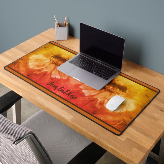 《植物》百日草デイジーフラワーインセピアヴィンテージ パーソナライズされた デスクマット (オフィス2)