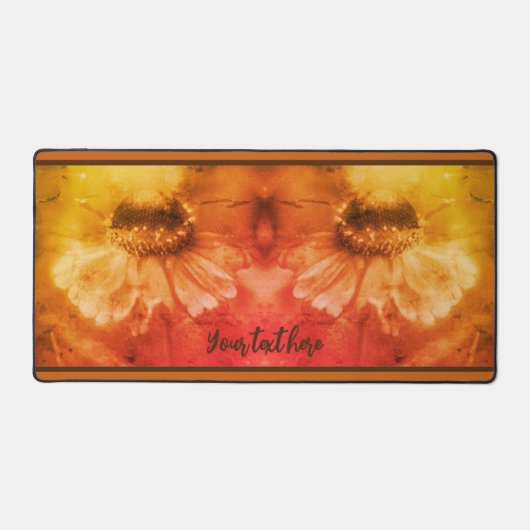 《植物》百日草デイジーフラワーインセピアヴィンテージ パーソナライズされた デスクマット (正面)