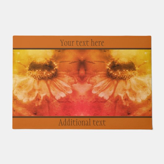 《植物》百日草デイジーフラワーインセピアヴィンテージ パーソナライズされた ドアマット (正面)