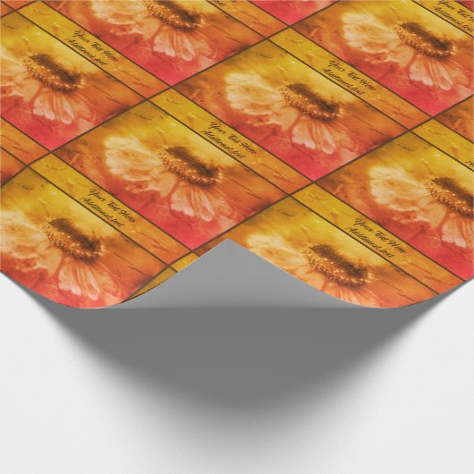 《植物》百日草デイジーフラワーヴィンテージ パーソナライズされた ラッピングペーパー (角)