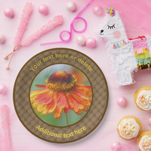 《植物》百日草デイジーフラワー自然アーパーソナライズされたパーティー ペーパープレート (パーティー)