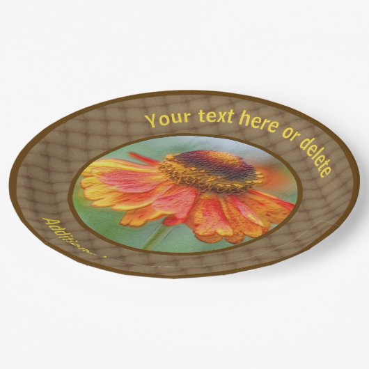 《植物》百日草デイジーフラワー自然アーパーソナライズされたパーティー ペーパープレート (アングル)