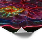 《植物》百日草ファンタジー抽象芸術花芸術 ポスター (角)