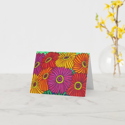 《植物》百日草フィエスタ「フローラトリミング」メモ/グリーティングカード カード (黄色い花)