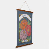 《植物》百日草フラワーシードパケット(Soft Navy) 吊り下げ型タペストリー (傾斜あり)