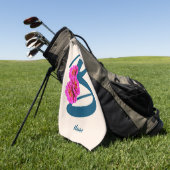 《植物》百日草フラワーズモノグラムイニシャルBあなたの名前 ゴルフタオル (グリーン)