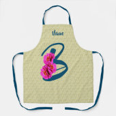 《植物》百日草フラワーズモノグラムイニシャルB名 エプロン (正面)