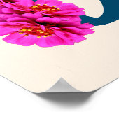 《植物》百日草フラワーズモノグラムイニシャルD ポスター (角)