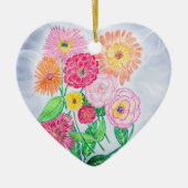 《植物》百日草フラワー芸術的ガーデンアート セラミックオーナメント (正面)