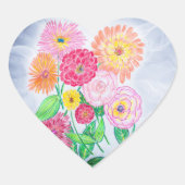 《植物》百日草フラワー芸術的ガーデンアート ハートシール (正面)