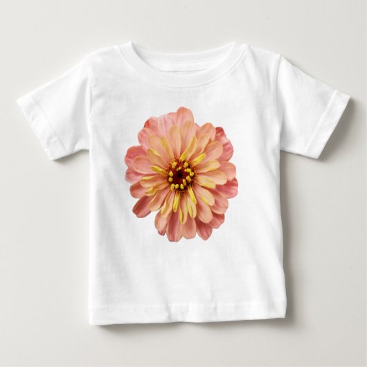 《植物》百日草フローラ花自然写真 ベビーTシャツ (正面)