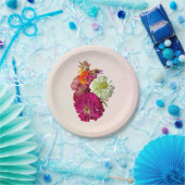 《植物》百日草ブーケ混色 ペーパープレート (パーティー)