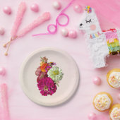 《植物》百日草ブーケ混色 ペーパープレート (パーティー)