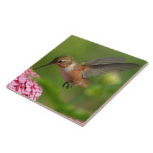 《植物》百日草威厳があるフラワーハミングバード タイル (側面)