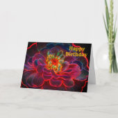《植物》百日草抽象芸術フラワーアート誕生日 カード (正面)