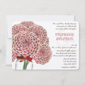 《植物》百日草素朴レッドメイソンジャールワイルドフラワー結婚ズ 招待状 (正面)