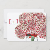 《植物》百日草素朴レッドメイソンジャールワイルドフラワー結婚ズ 招待状 (裏面)