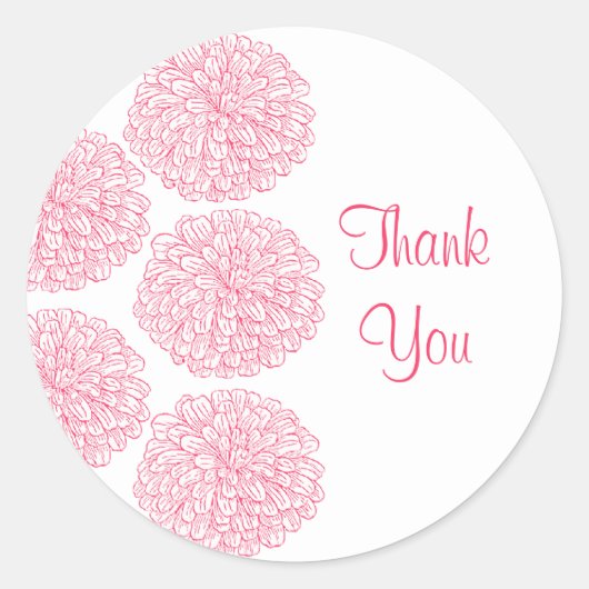 《植物》百日草縁どThank You Stickers, Pink ラウンドシール (正面)