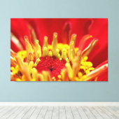 《植物》百日草花ハート キャンバスプリント (インサイチュ (ウッドフロア))