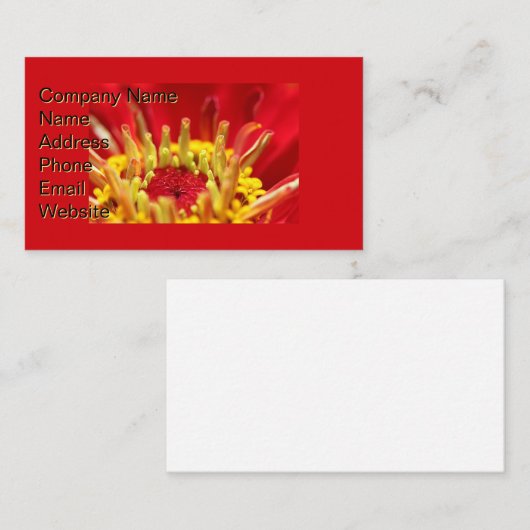 《植物》百日草花ハート 名刺 (正面/裏面)