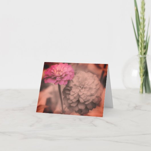 《植物》百日草花ブラックアンドホワイトヴィンテージノートカード サンキューカード (正面)