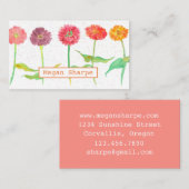 《植物》百日草花水彩植物オレンジ 名刺 (正面/裏面)