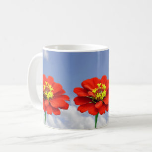 《植物》百日草赤い花マグ コーヒーマグカップ
