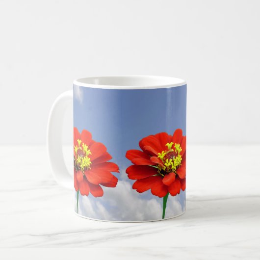 《植物》百日草赤い花マグ コーヒーマグカップ (正面左)