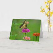 《植物》百日草Notecardの蝶 カード (黄色い花)