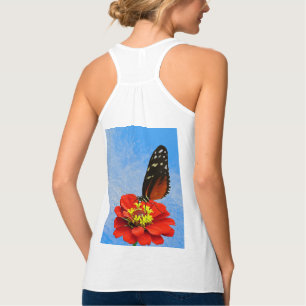 《植物》百日草Tシャツで蝶のヘキュ タンクトップ