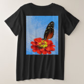 《植物》百日草Tシャツで蝶のヘキュ プラスサイズTシャツ (デザイン裏面)