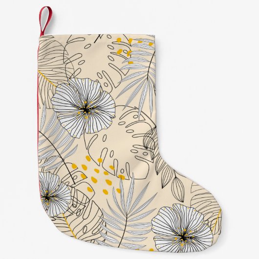 植物、、花を使葉用したシームレスな背景 スモールクリスマスストッキング (正面)