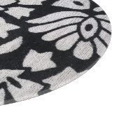 植物、花、抽象芸術の黒と白のテーブルクロス。 カッティングボード (角)