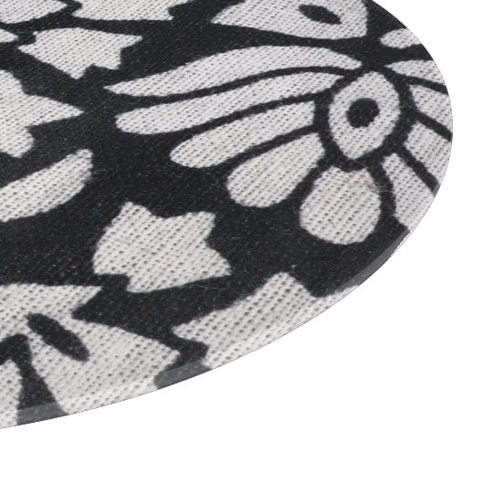 植物、花、抽象芸術の黒と白のテーブルクロス。 カッティングボード (角)