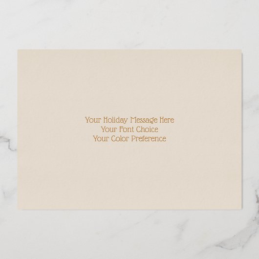 植生エバーグリーンスプレーオーナメント暖灰色金ゴールド 箔シーズンカード (裏面)