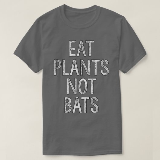植食べ物がこうもりではないビーガンとベジタリアン Tシャツ (デザイン正面)