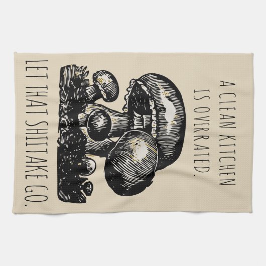 椎茸がおもしろいにカスタムなきのこ行くこと認められる キッチンタオル (横)