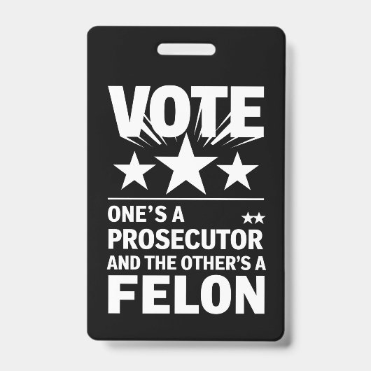 検事とフェロン有権者おもしろい政治 バッジ (正面)