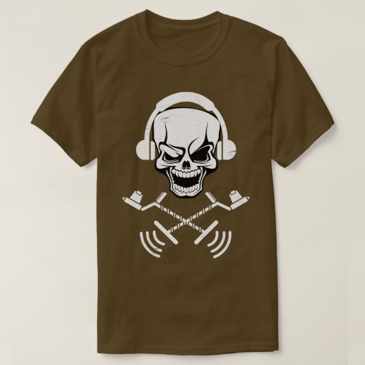 検出金属検出器スカル Tシャツ (デザイン正面)