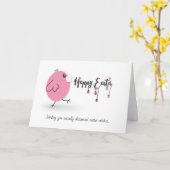 検疫おもしろいイースターエッグの鶏肉/鶏マスクかわいい カード (黄色い花)