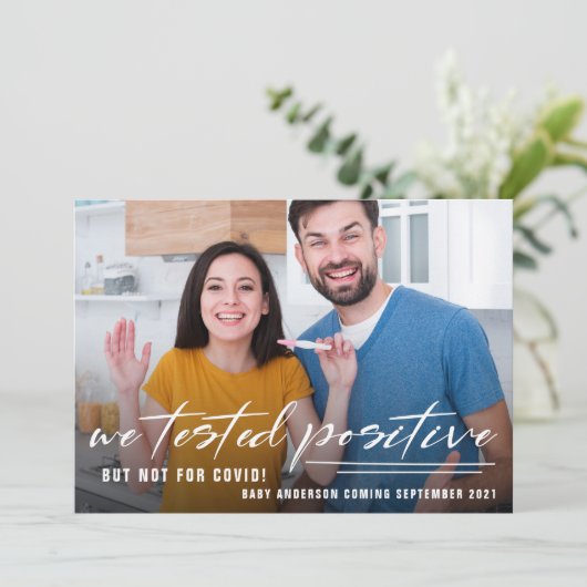 検疫おもしろい写真妊娠のお知らせ 案内状 (スタンド正面)