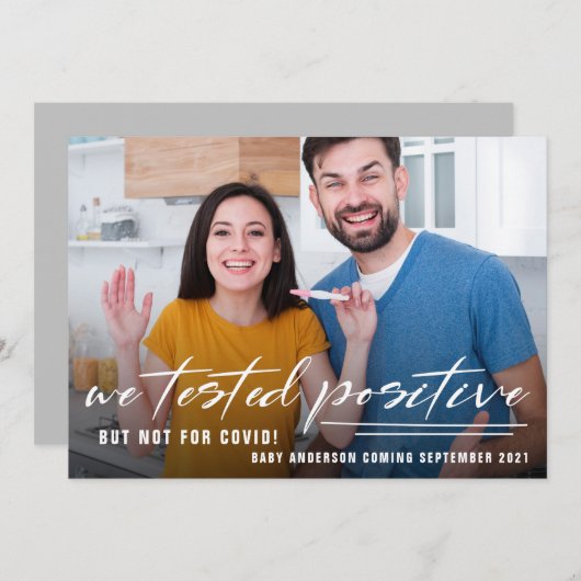 検疫おもしろい写真妊娠のお知らせ 案内状 (正面/裏面)