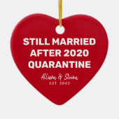 検疫おもしろい2020年赤いハートカップル名 セラミックオーナメント (正面)
