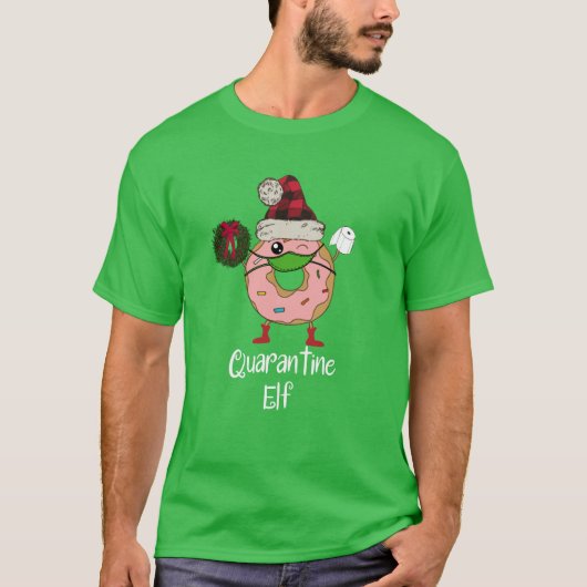 検疫の妖精の面白いクリスマスのマスクドーナツ Tシャツ (正面)