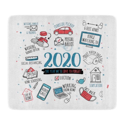 検疫クリスマスおもしろい2020年記念 カッティングボード (正面)